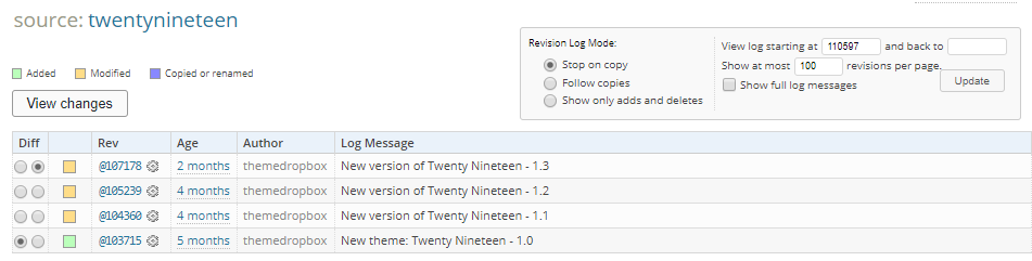 A list of development logs.