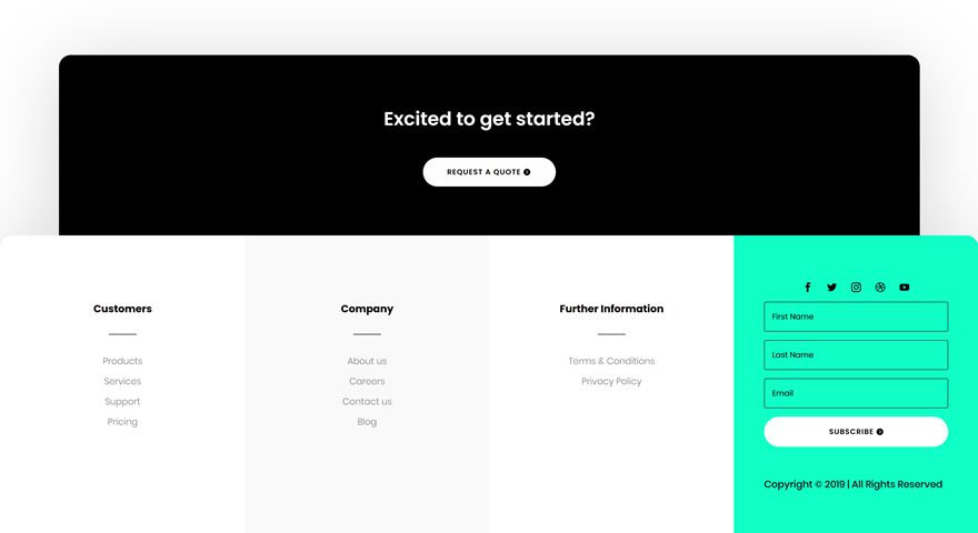 Divi Theme Builder - Custom Footer Example Tutorial