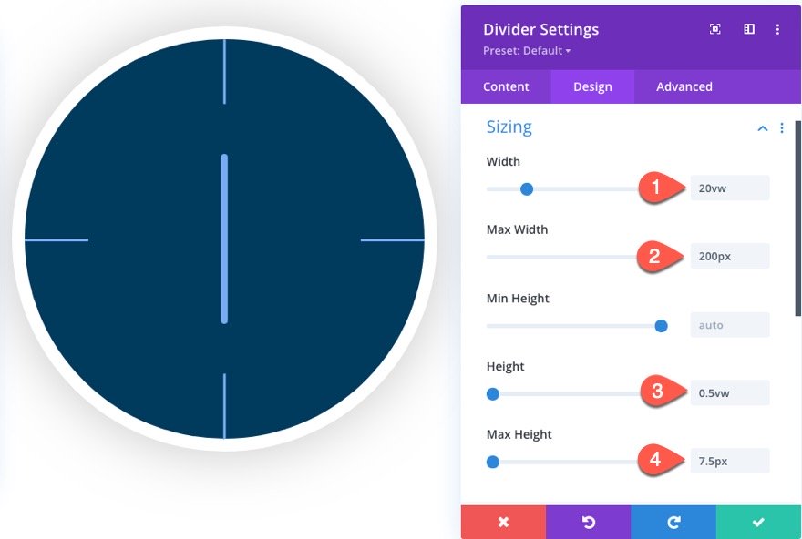 divi animated clock scroll effect