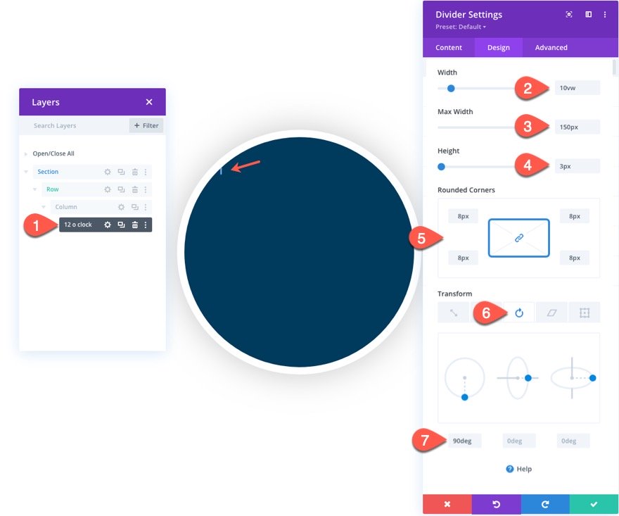 divi animated clock scroll effect