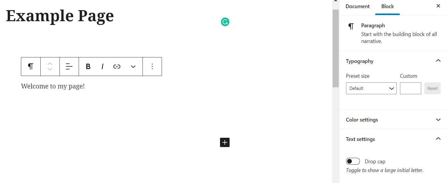 Block styling options.