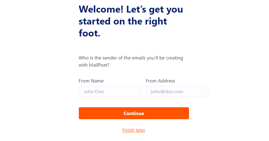 Configuring the default sender email for MailPoet campaigns.