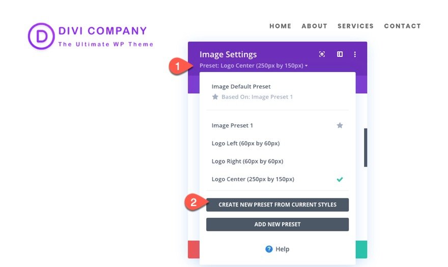 divi logo image global presets