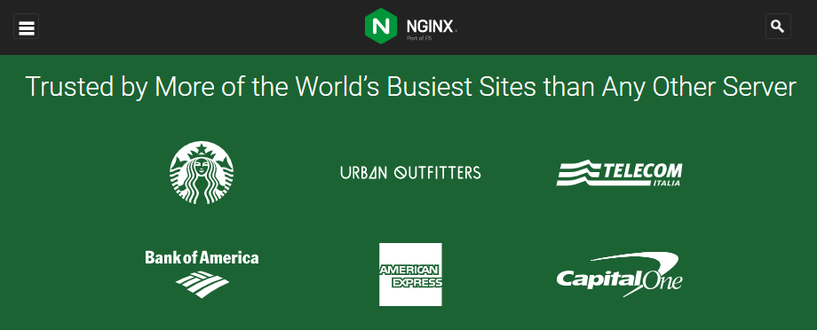 The NGINX homepage.