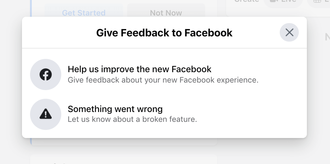 Accessing Facebook support.