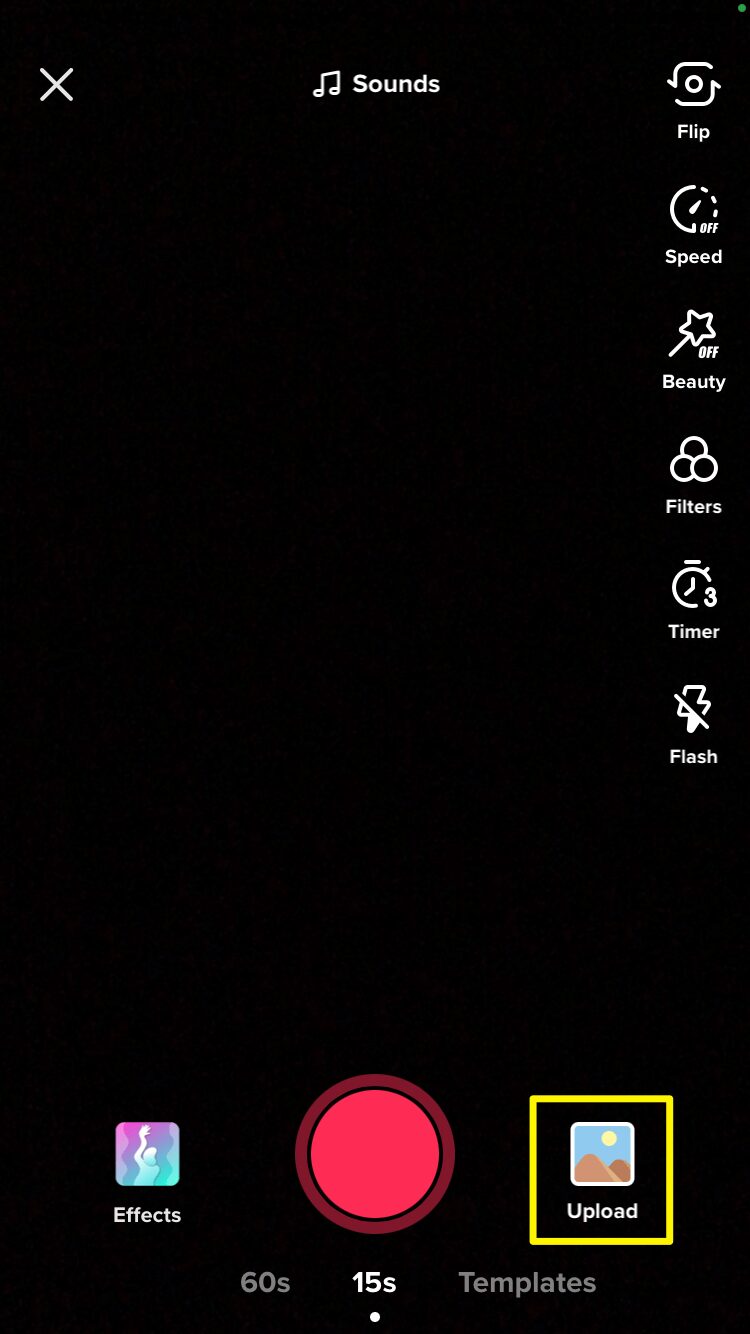 The TikTok Upload button.