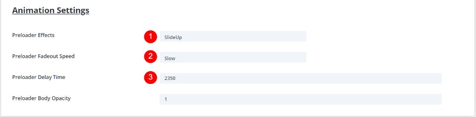 DP Preloader Animation Settings