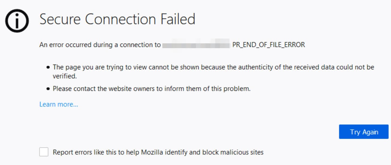 How to Fix the “PR_END_OF_FILE_ERROR” Secure Connection Error