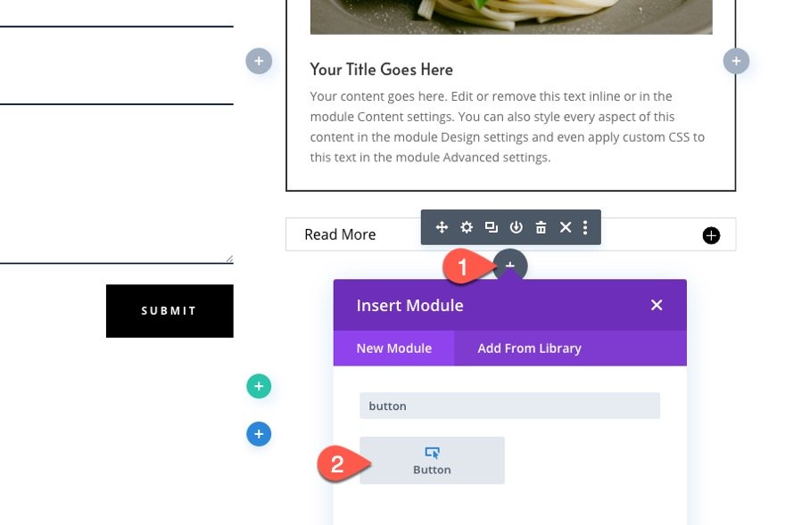 insert divi modules or rows into other modules