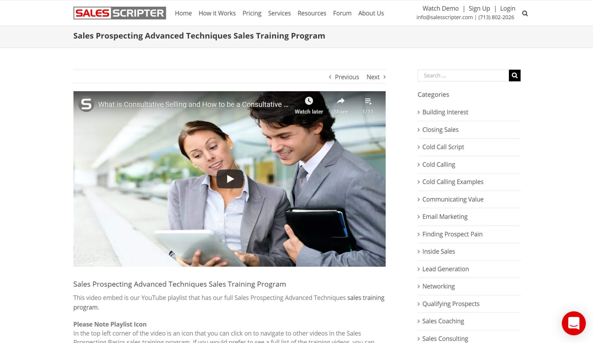 The Sales Prospecting Advanced Techniques online sales training course.