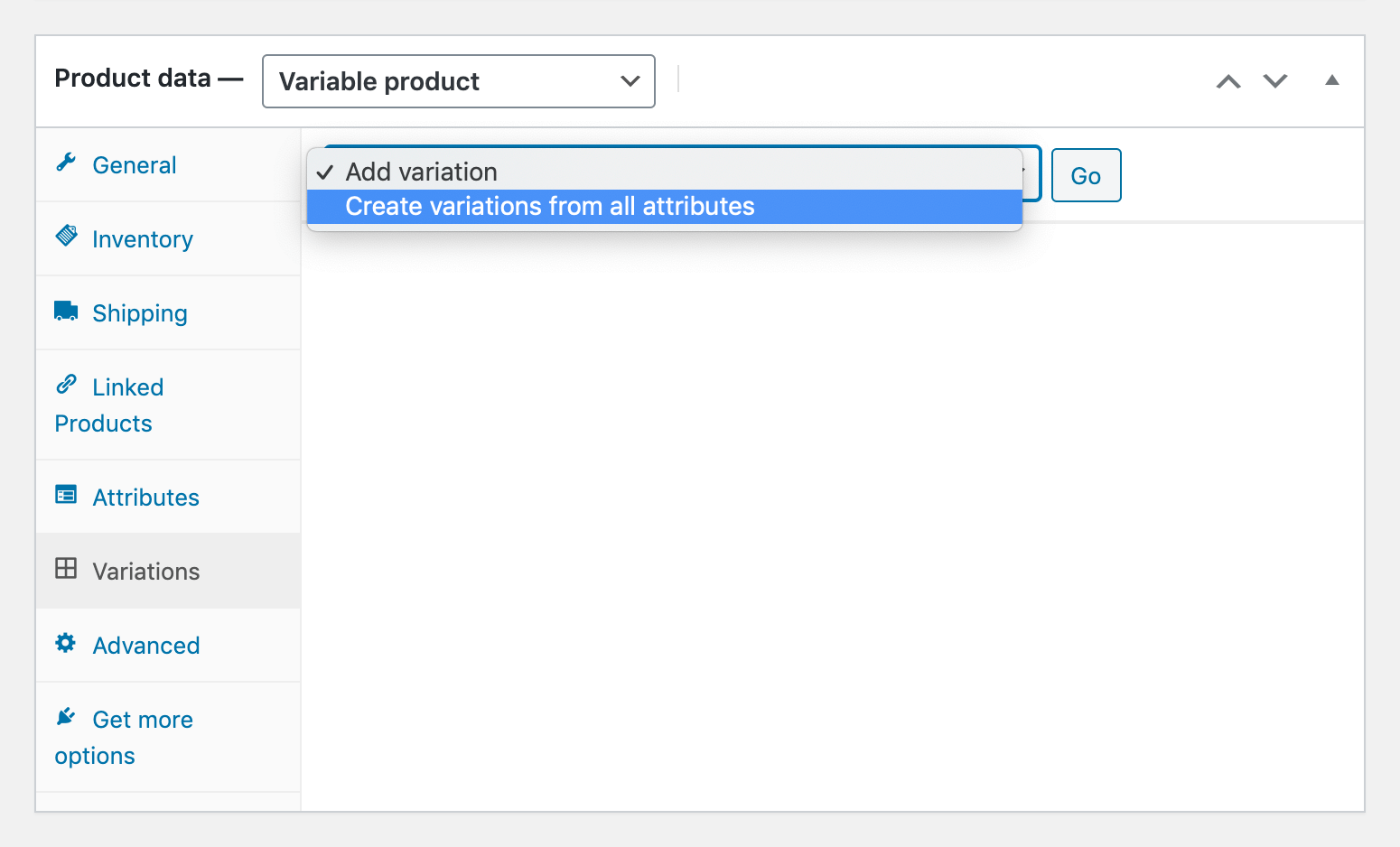 Options for generating product variations in WooCommerce.