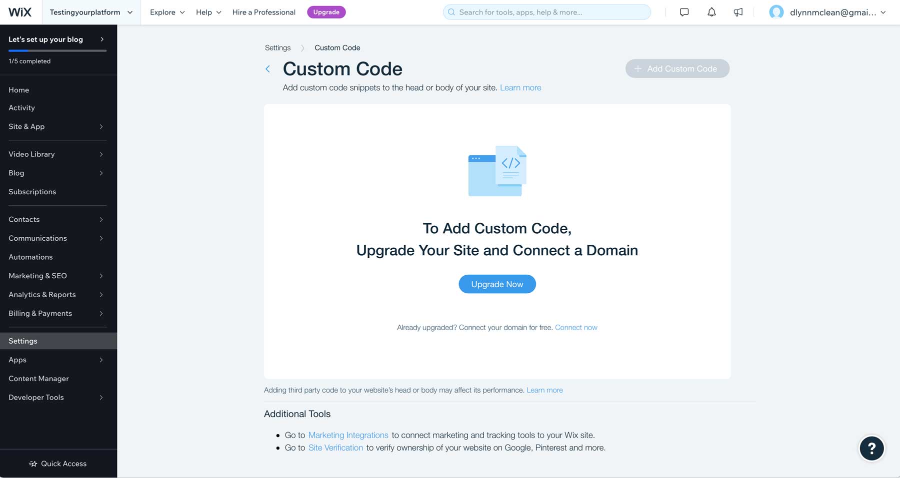 add custom code WordPress vs Wix