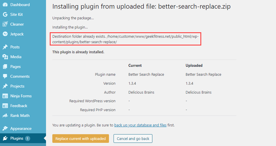 How to Fix the “Destination Folder Already Exists” in WordPress