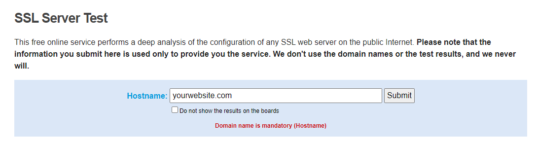 Using the SSL Server Test service
