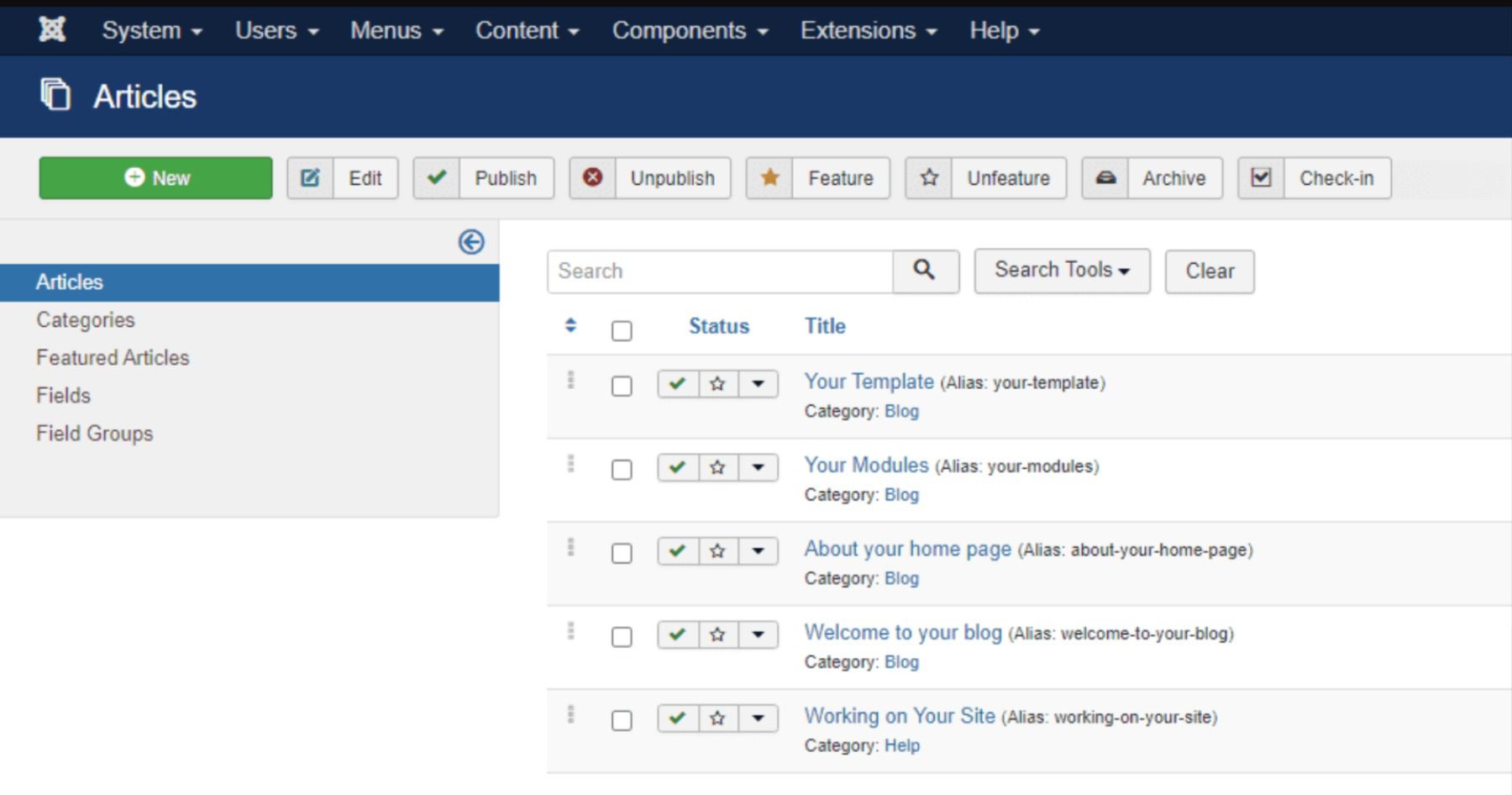 joomla content