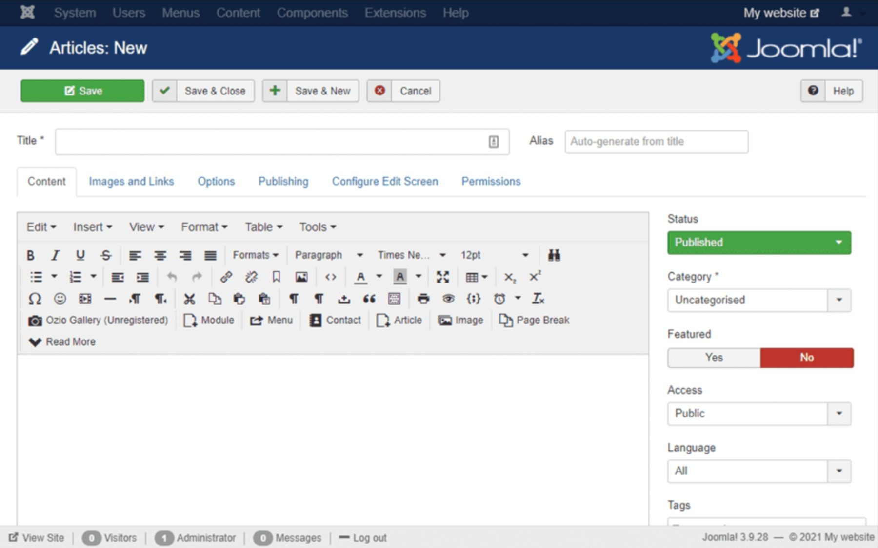 Joomla editor