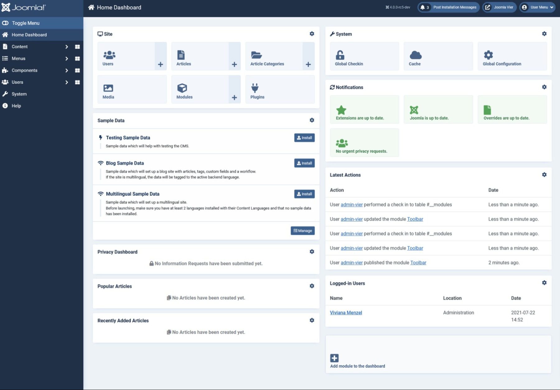 joomla admin