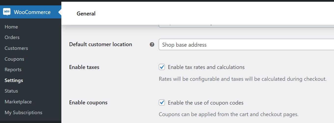 The Enable taxes option in WooCommerce