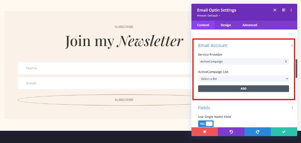 How to Set Up Your Email Account in Divi’s Email Optin Module