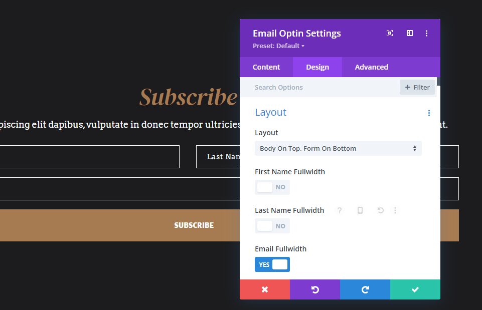 Divi Email Optin Layout Possibility Four