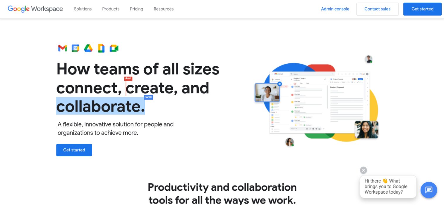 The Google Workspace website.