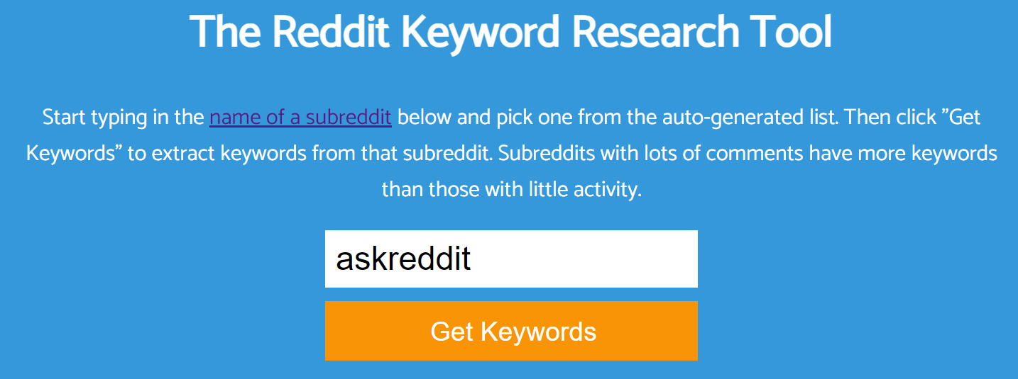 Reddit Keyword Research Tool.