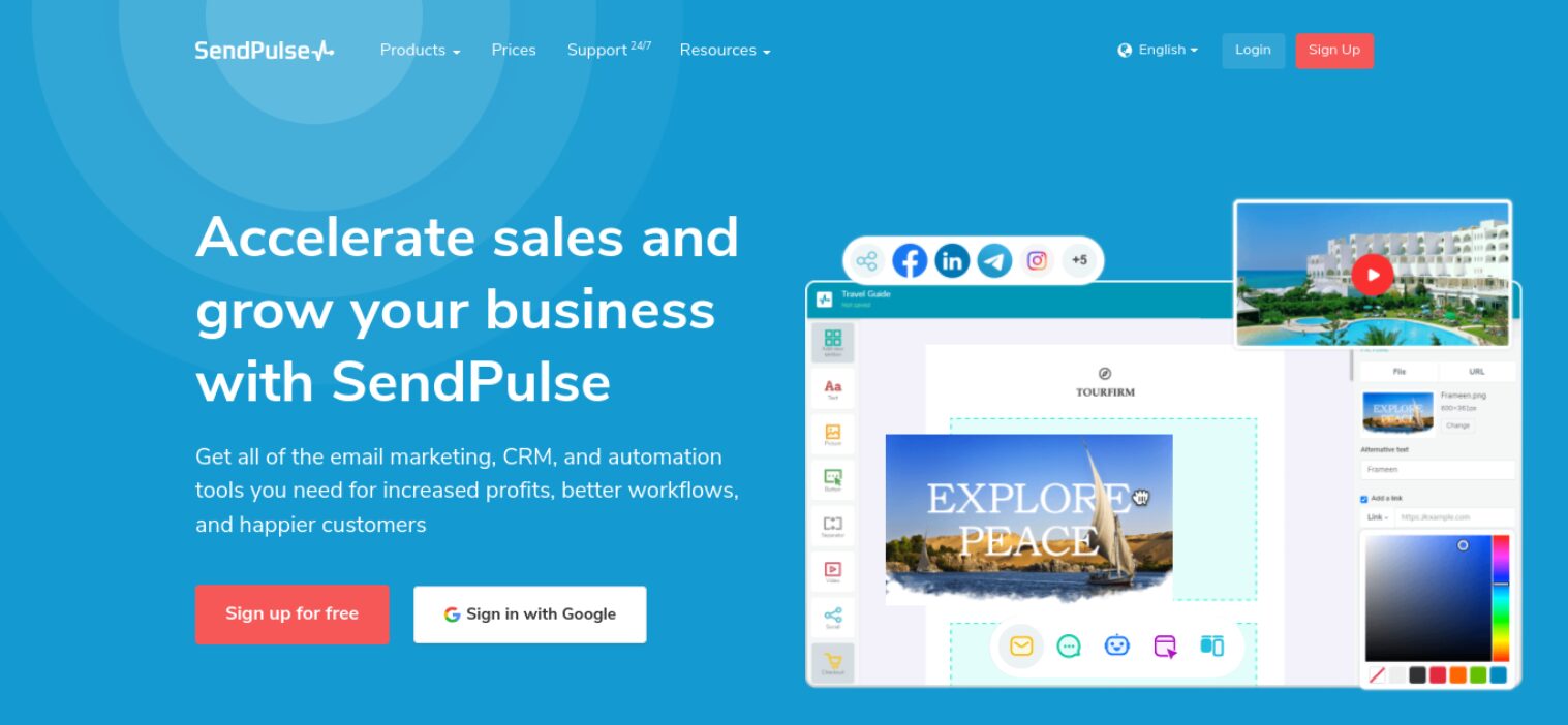 The SendPulse website.