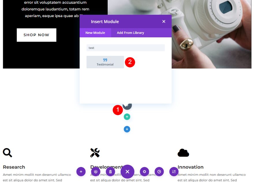 Add the Divi Testimonial Module