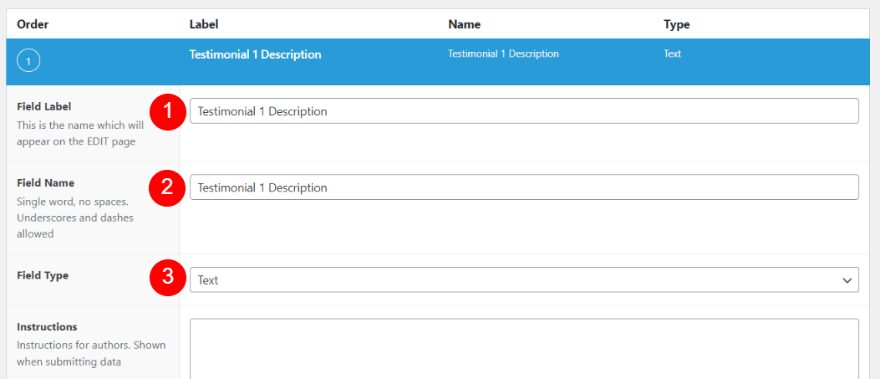 Create the Field Group for Testimonial