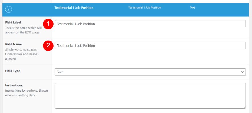 Create the Field Group for Testimonial