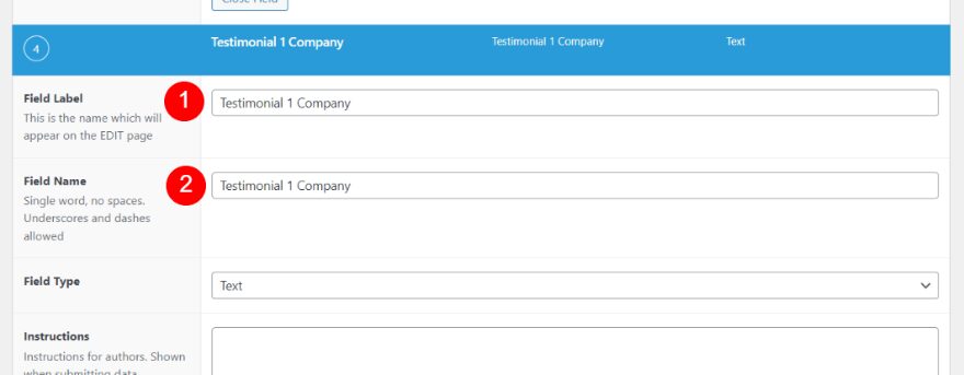 Create the Field Group for Testimonial