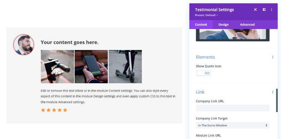 Divi Testimonial Module Display Combination