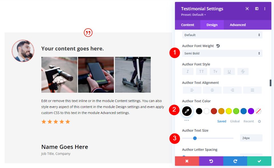 Divi Testimonial Module White Styling Option