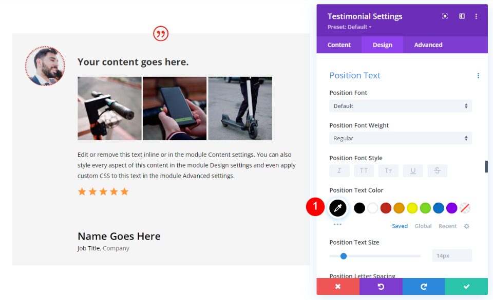 Divi Testimonial Module White Styling Option
