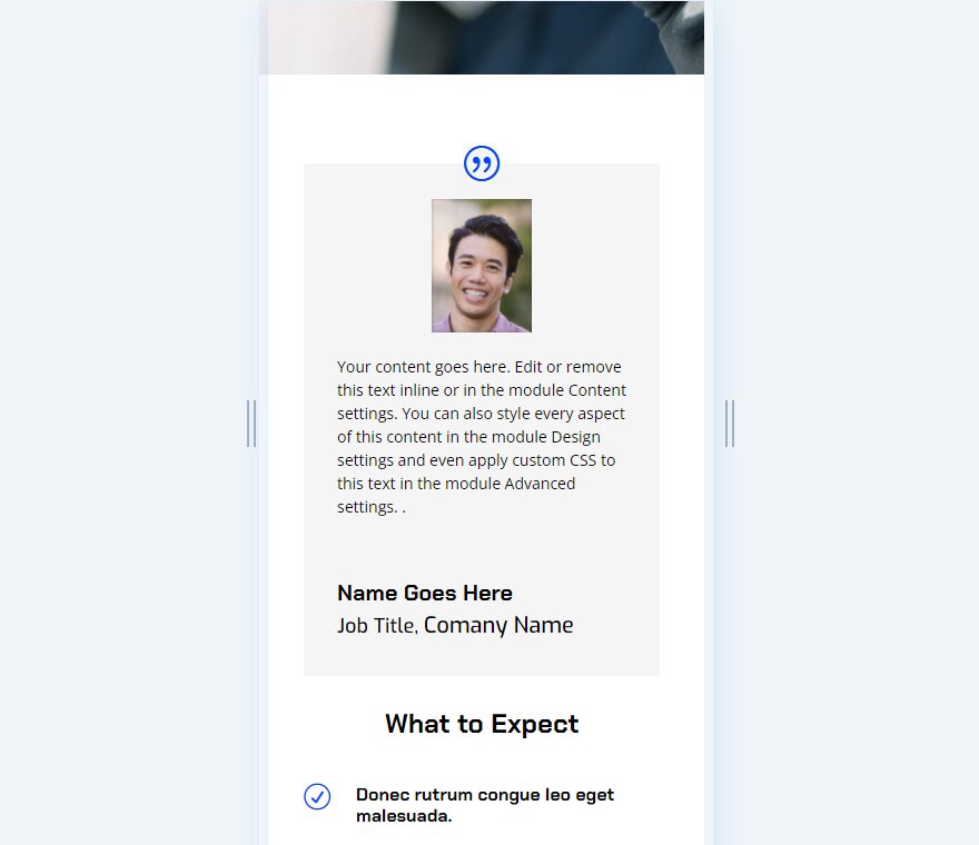 Responsive Testimonial Scenario One Mobile Version