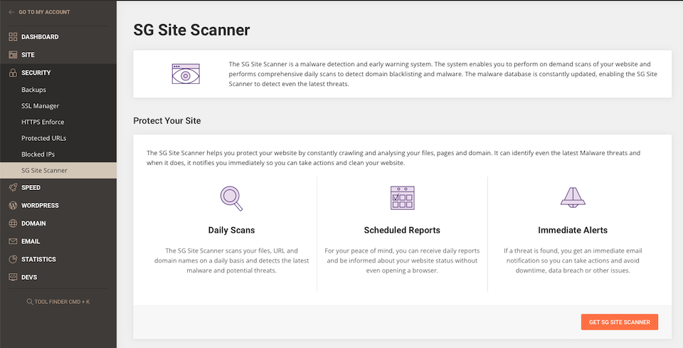 SiteGround site tools