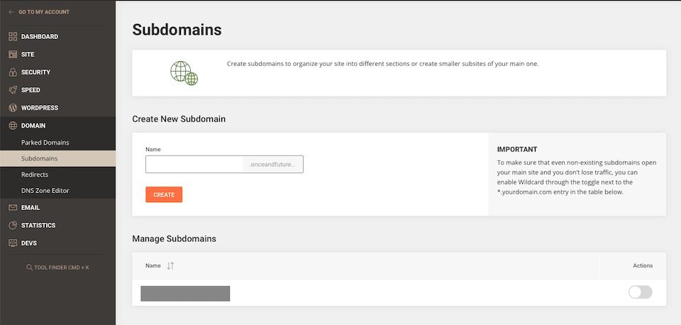 SiteGround site tools