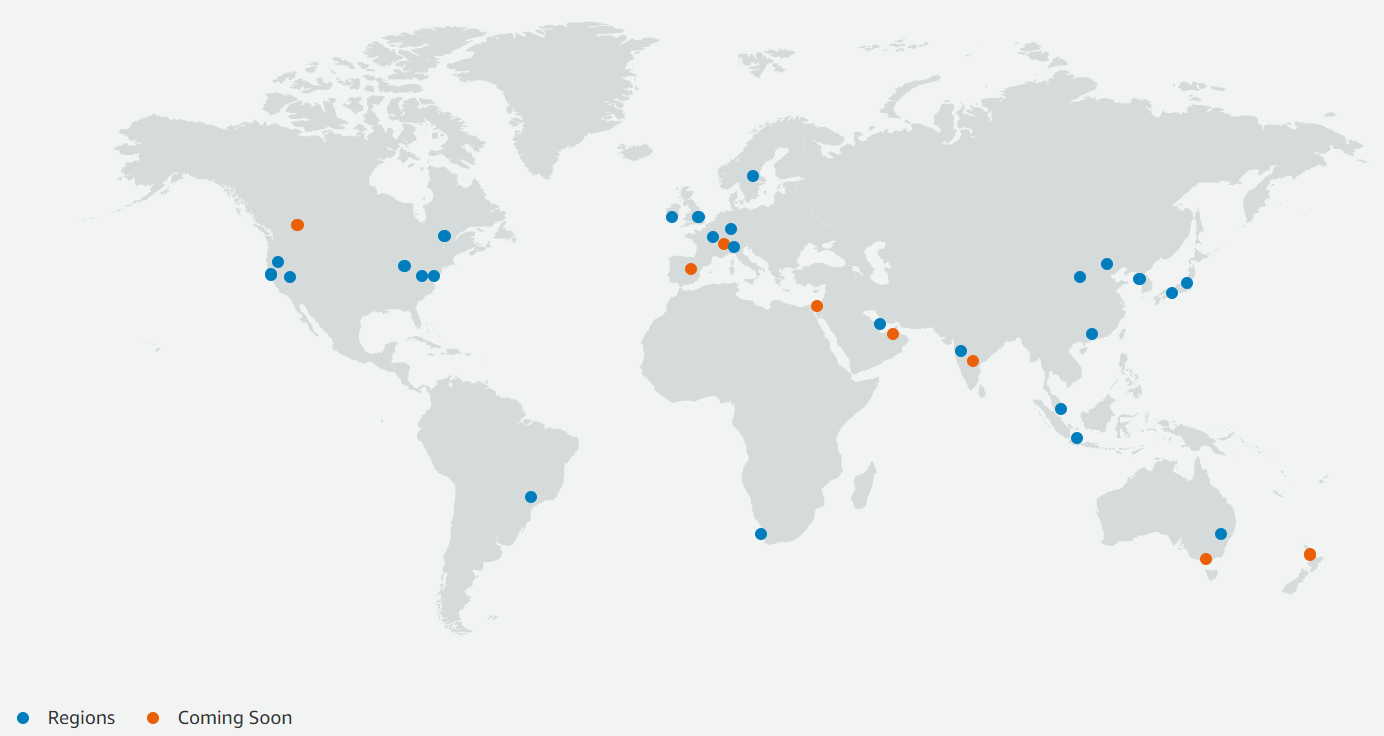 A map of the AWS global infrastructure. 