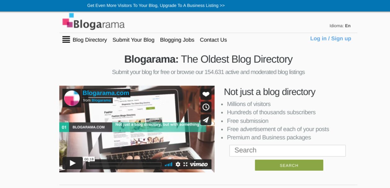 The Blogarama website.