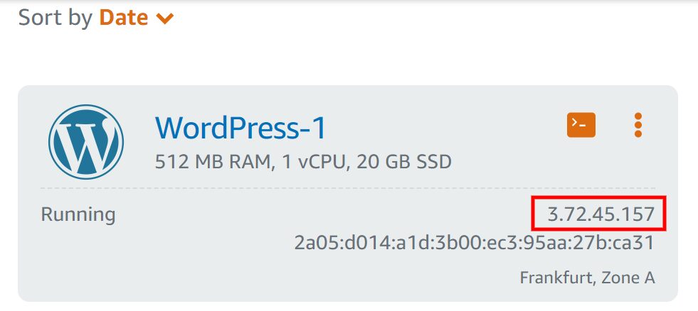 The IP address of the instance