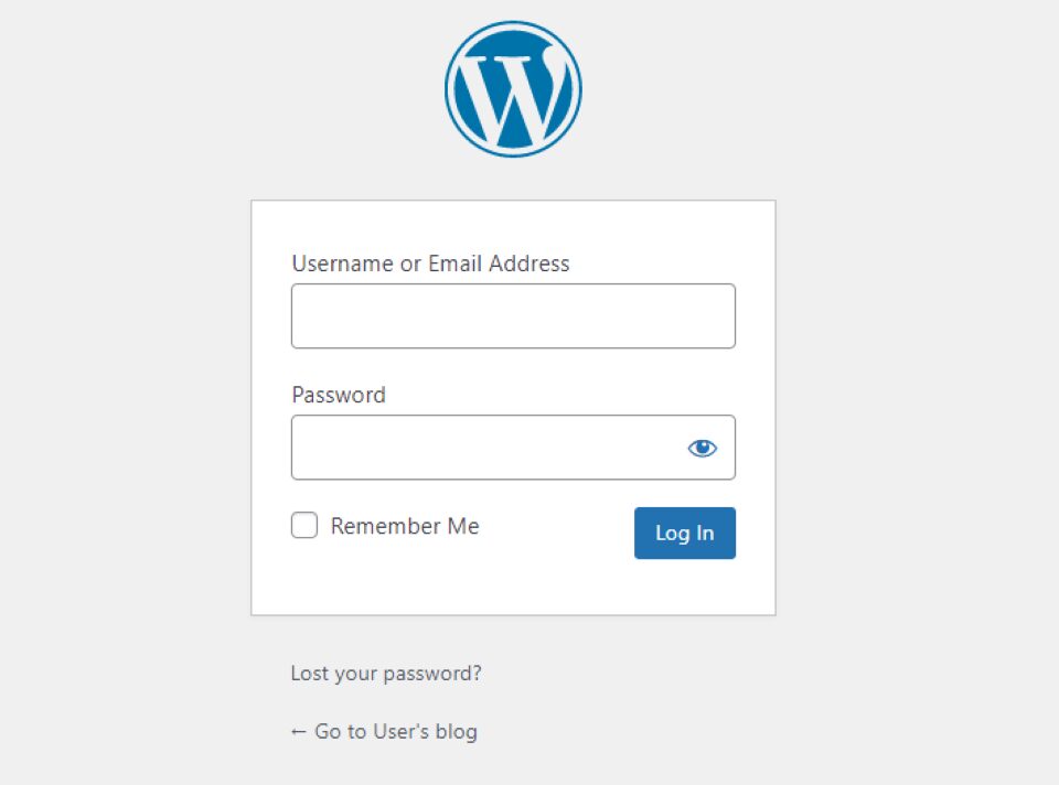 The WordPress login screen