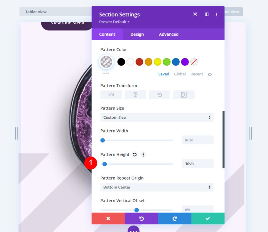 First Custom Size Background Pattern Example