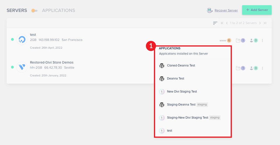 Choose your staging application