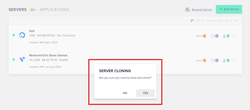 Confirm Server Cloning