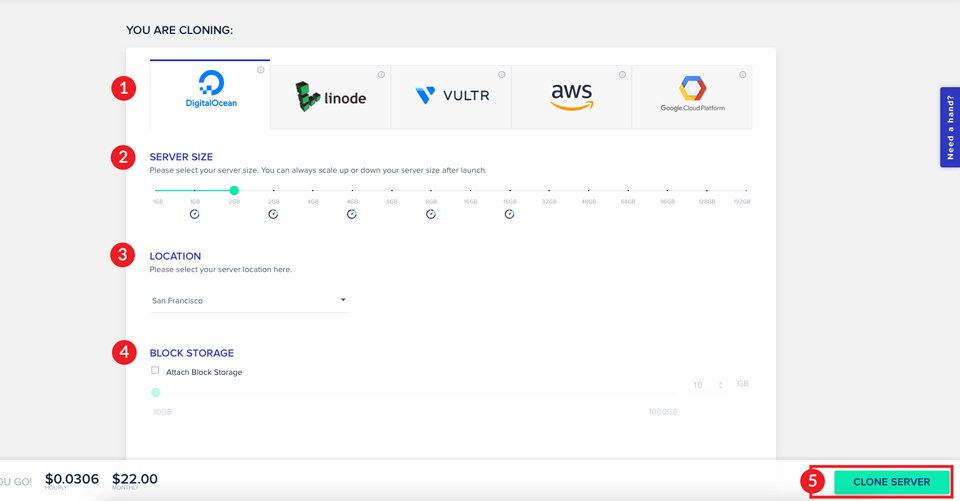 Cloudways Server Cloning Options