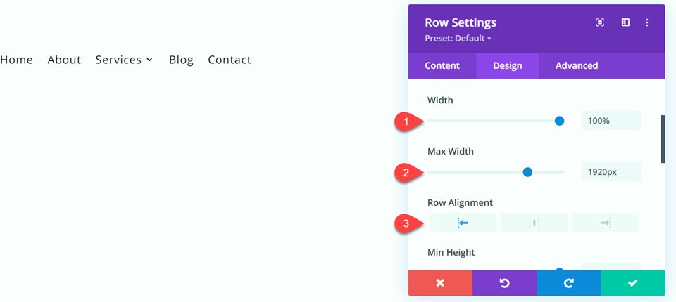 Divi Fullwidth vs Regular Menu Module Width Alignment Settings