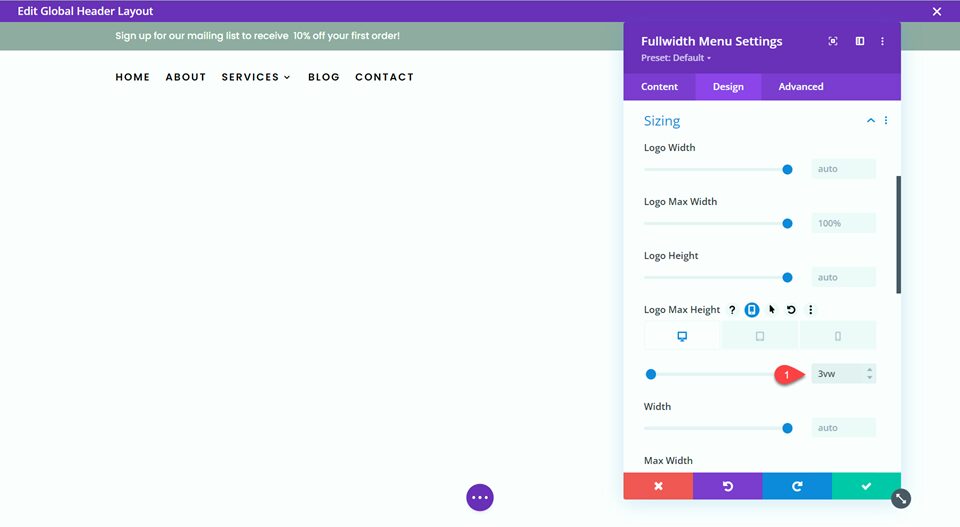 Divi Global Header With Fullwidth Menu Logo Height Desktop