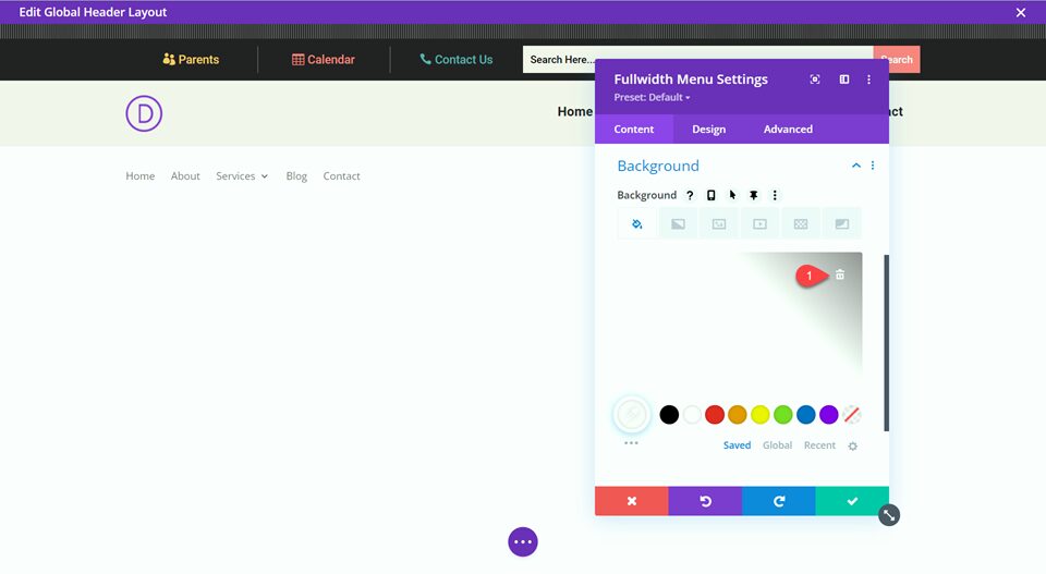 Divi Responsive Logo Full Width Menu Delete Background