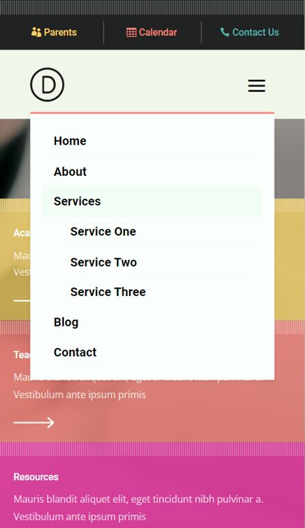 Responsive Logo Full Width Menu Mobile