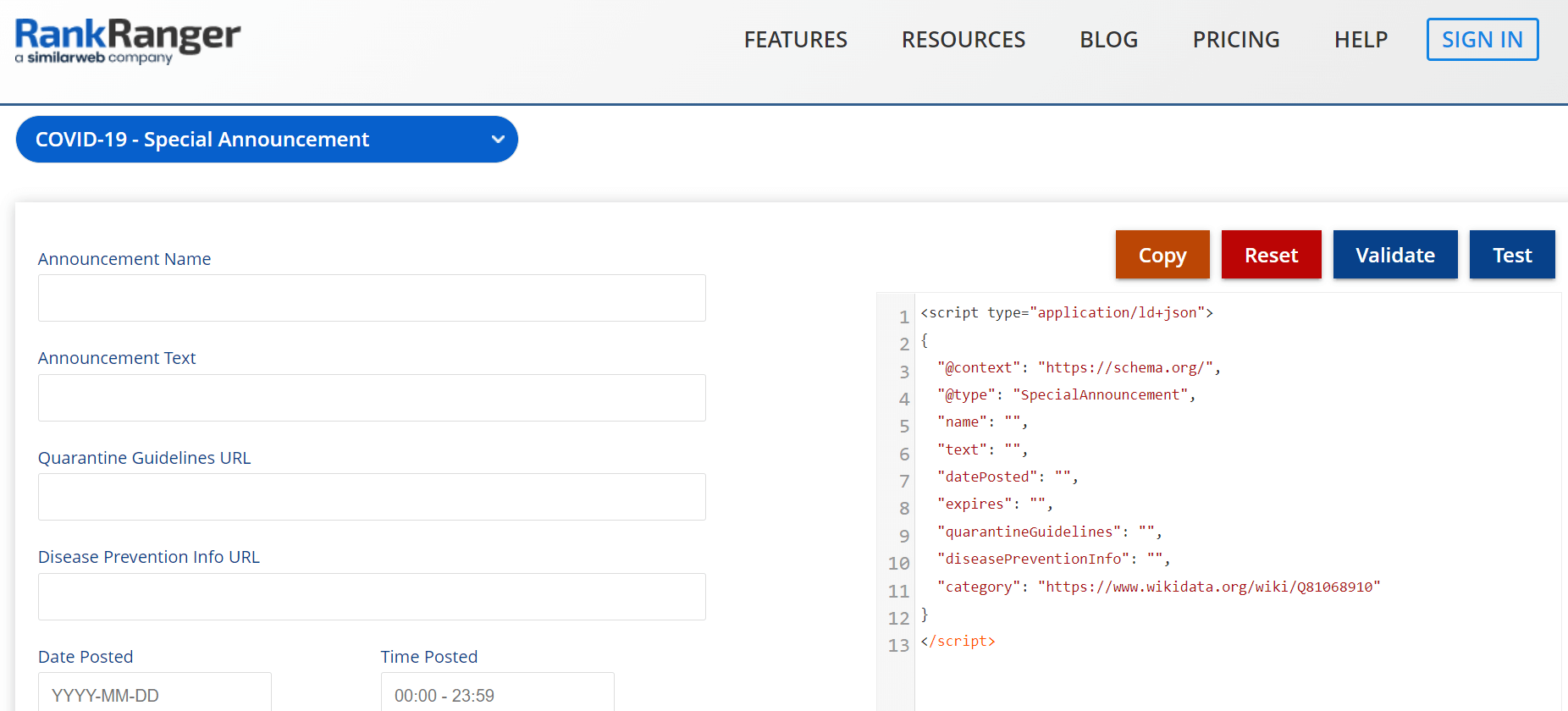 The RankRanger schema tool. 